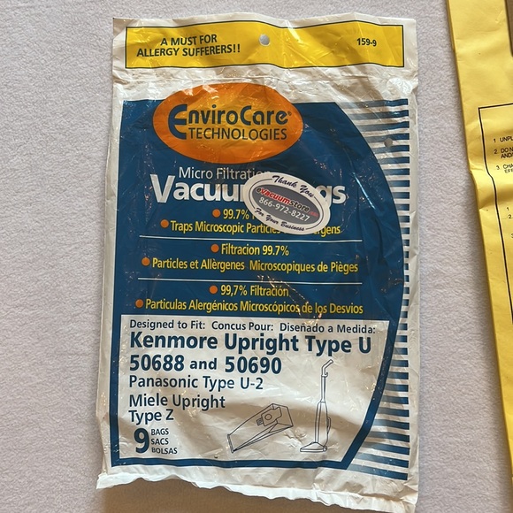 Kenmore Upright Type U 50688 50690 Vacuum Bag Set of 4 from Envirocare NEW - Picture 4 of 5